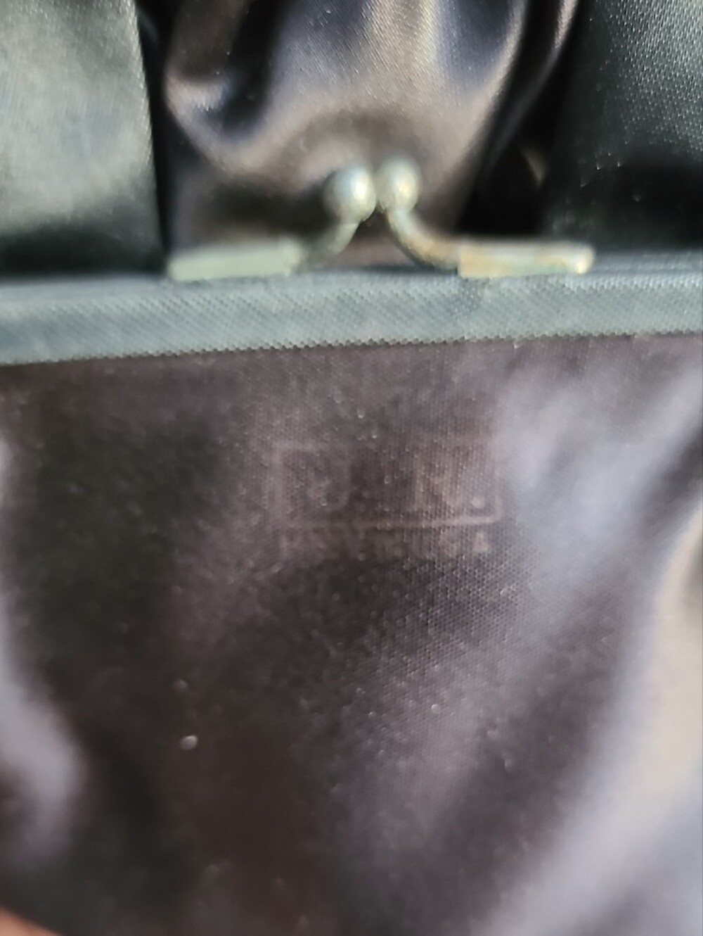 Vintage Black Pleated Evening Hand Bag with Gold Accents. - Picture 6 of 6